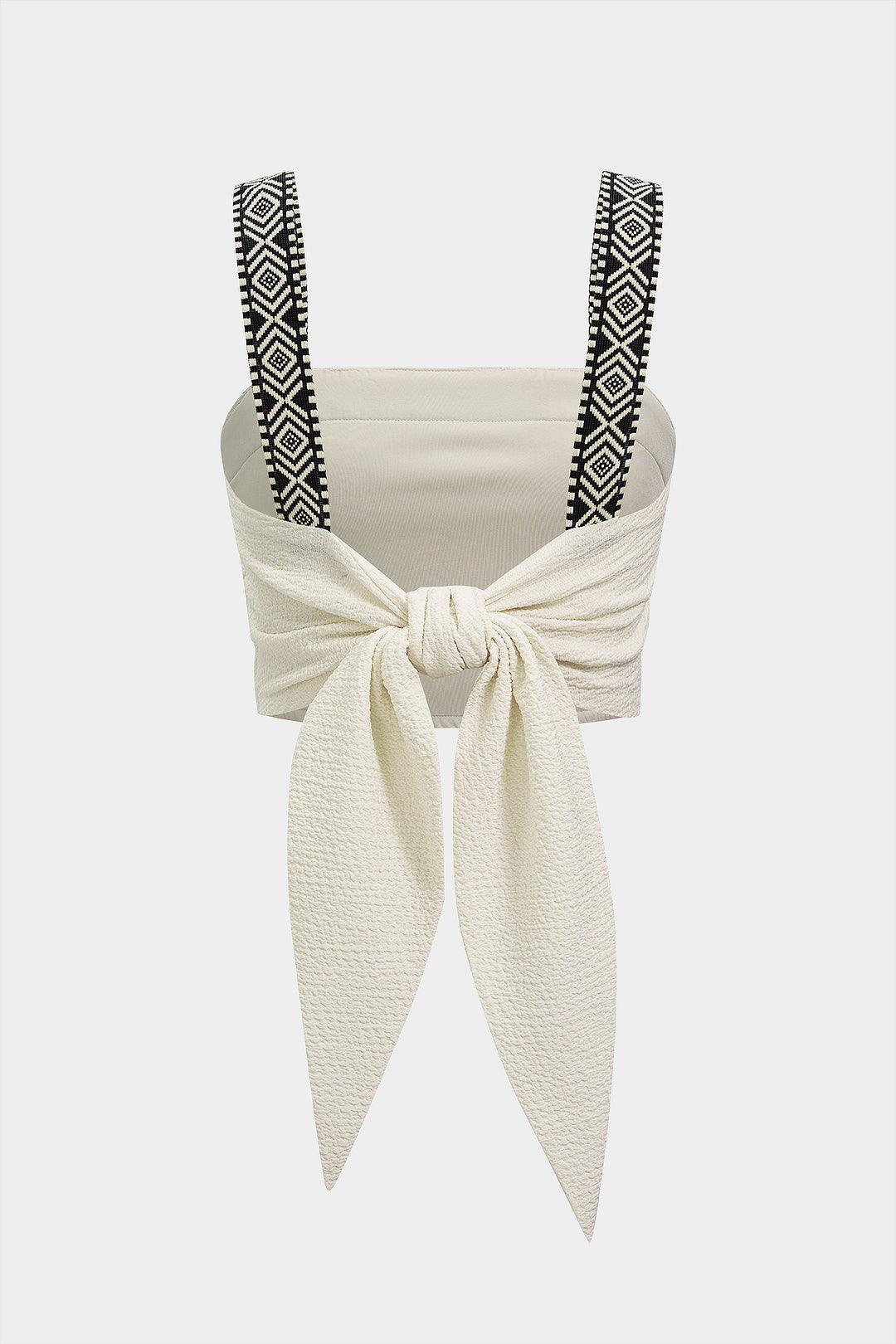Contrast Trim Patchwork Textured Knotted Tank Top