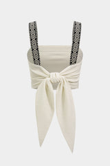 Contrast Trim Patchwork Textured Knotted Tank Top