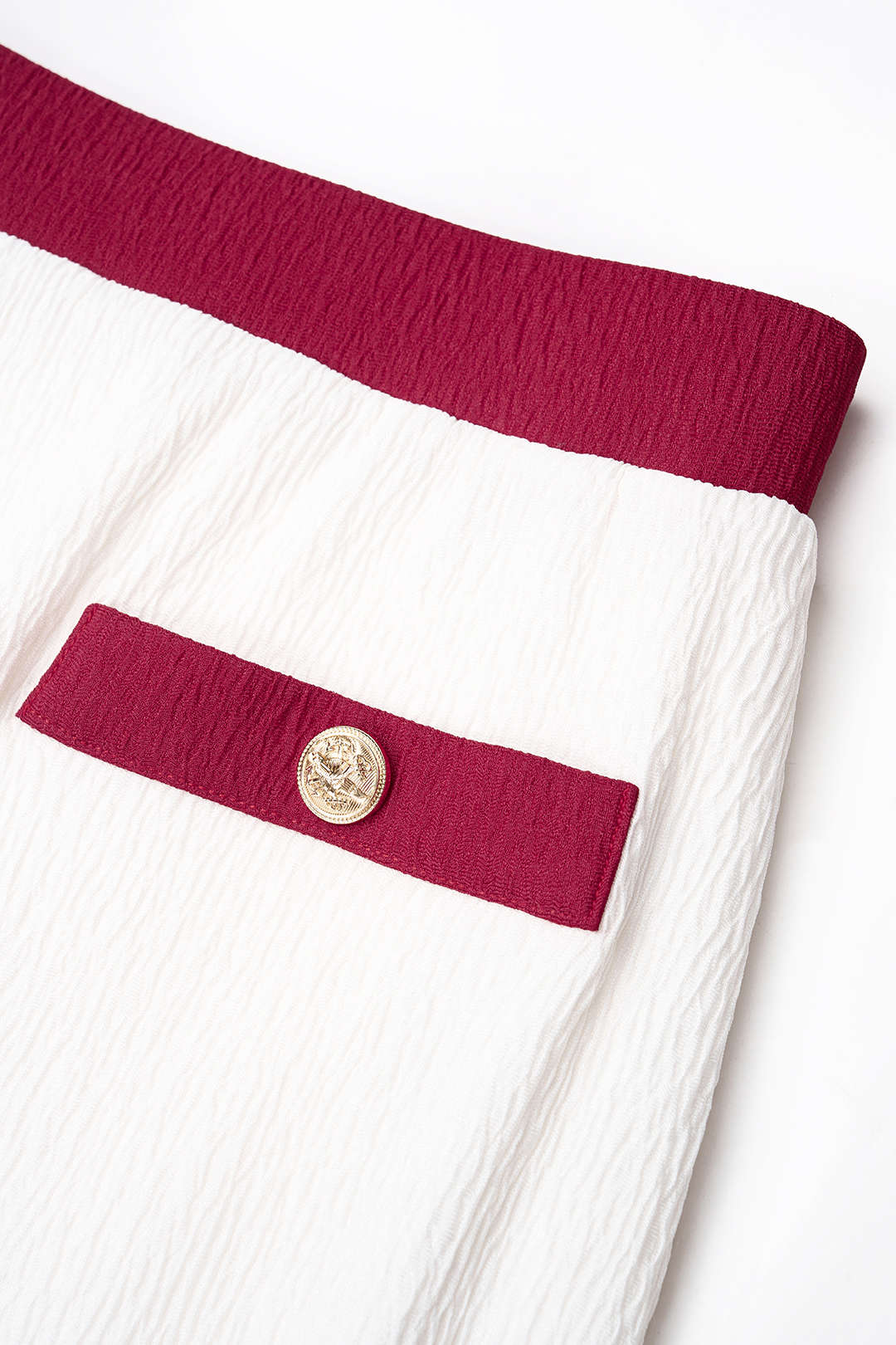 Contrast Textured Button Skirt