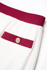 Contrast Textured Button Skirt