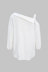 Button Asymmetrical Backless Long-Sleeve Shirt