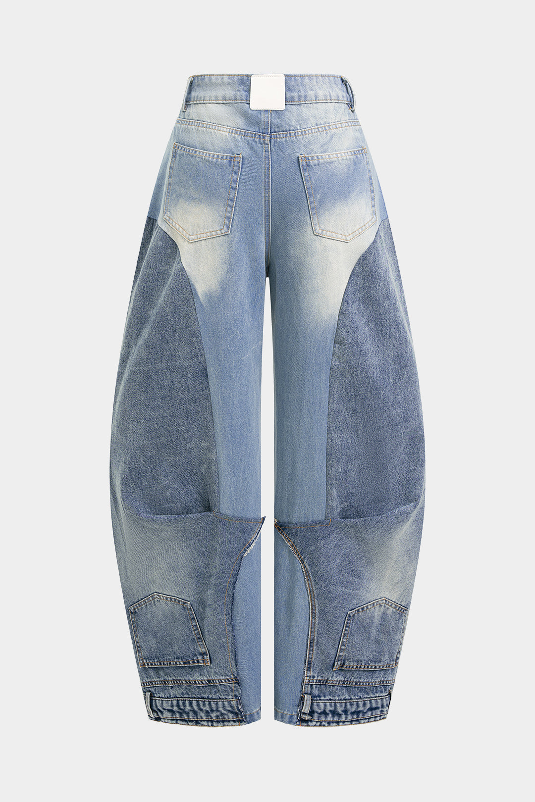 Denim Contrast Ruched Barrel Jeans