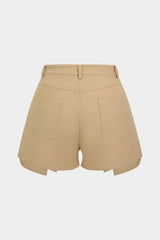 Double Waistband Button Pocket Shorts