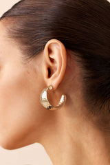 Alloy Textured Hammered C-Shaped Earrings