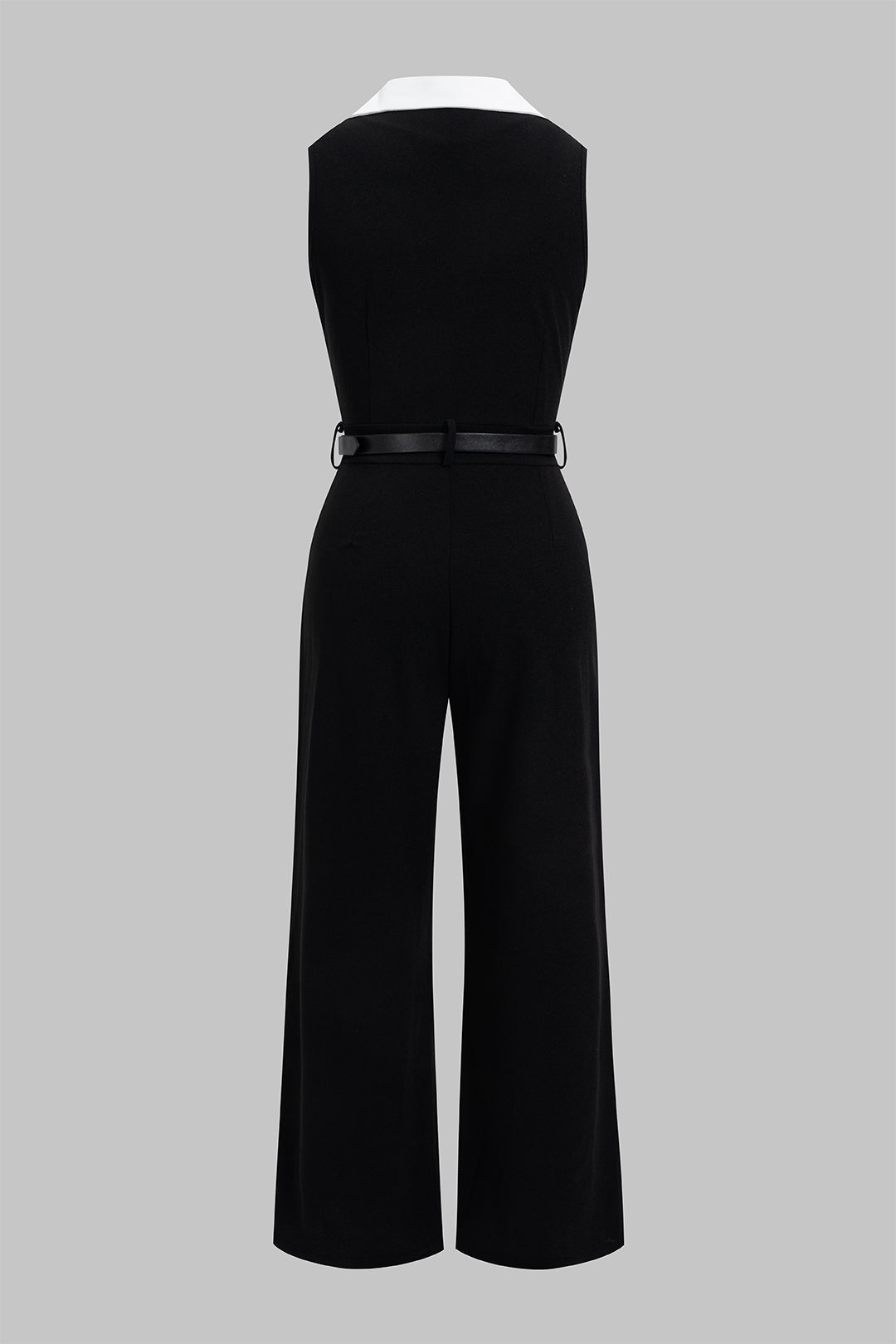 Contrast Belted Sleeveless Jumpsuit