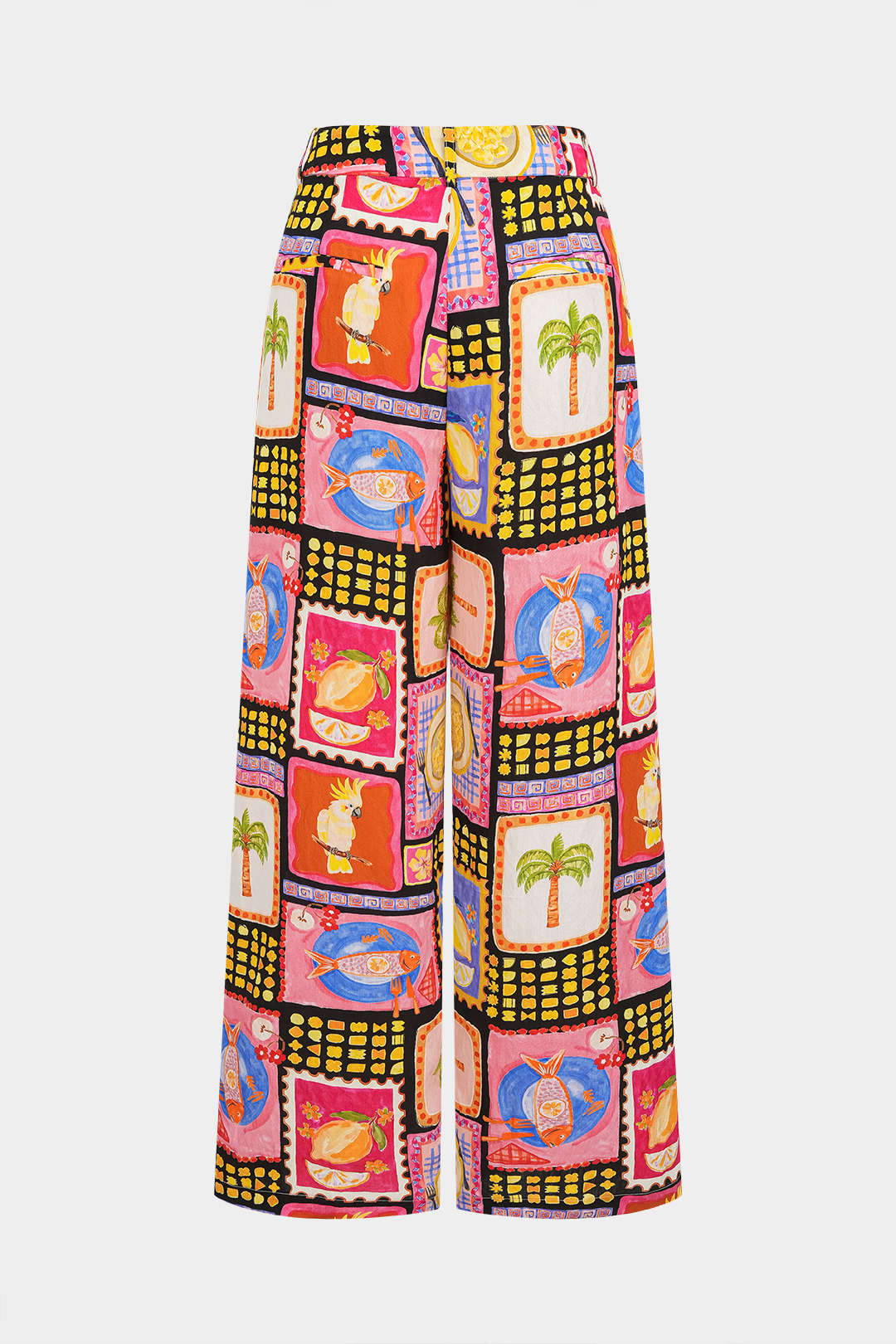 Artistic Print High-Waist Straight Leg Pants