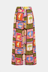 Artistic Print High-Waist Straight Leg Pants