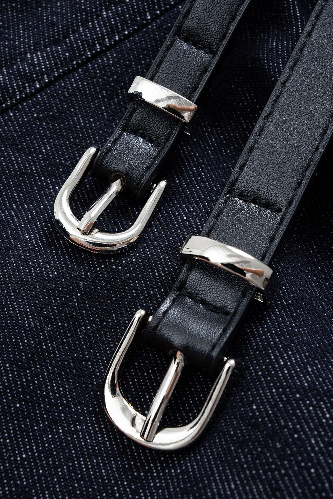 Denim Belted Shirred Jeans