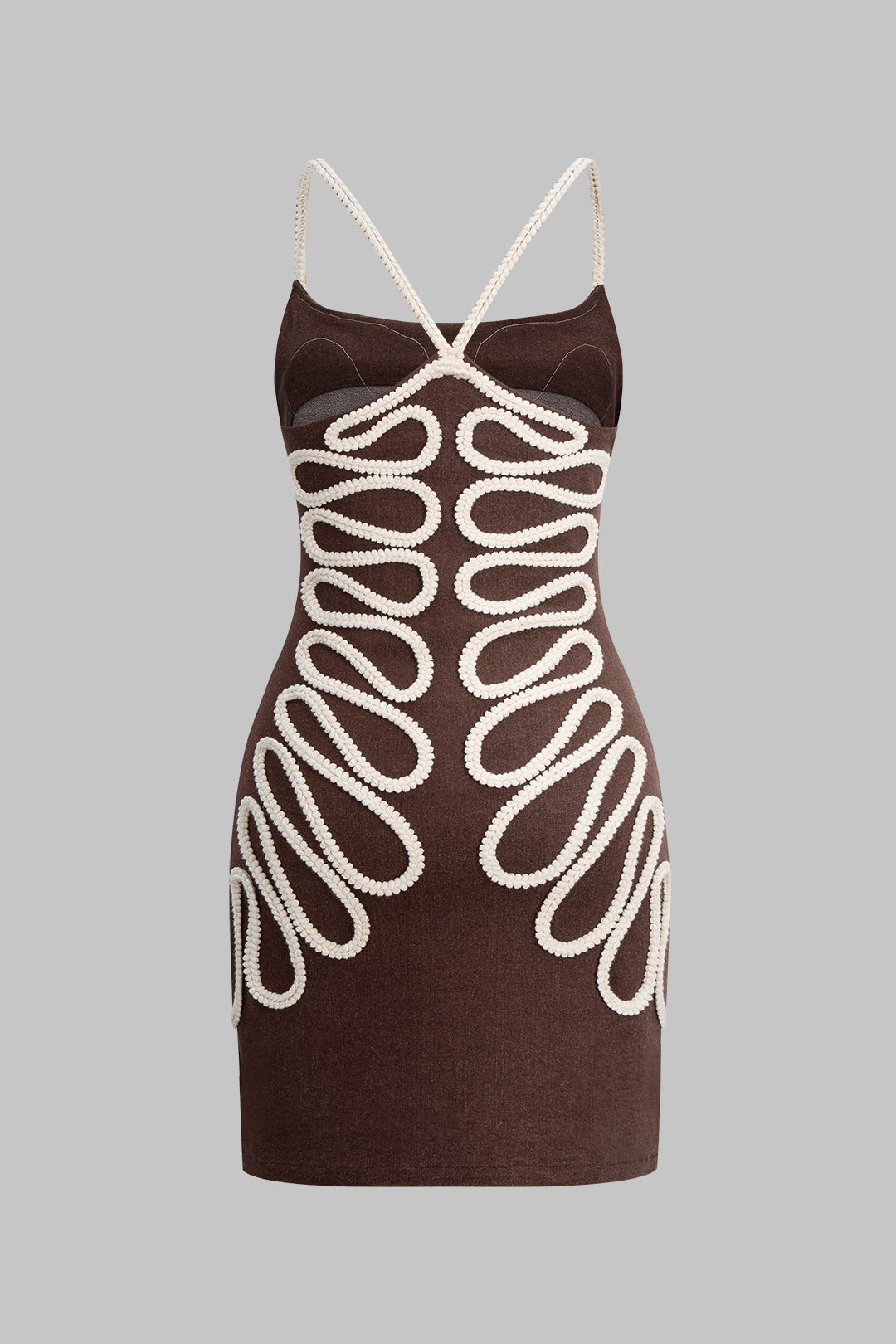 Contrast Braided Backless Slip Sleeveless Mini Dress