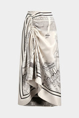 Artistic Print Stain Drawstring Asymmetrical Ruched Skirt