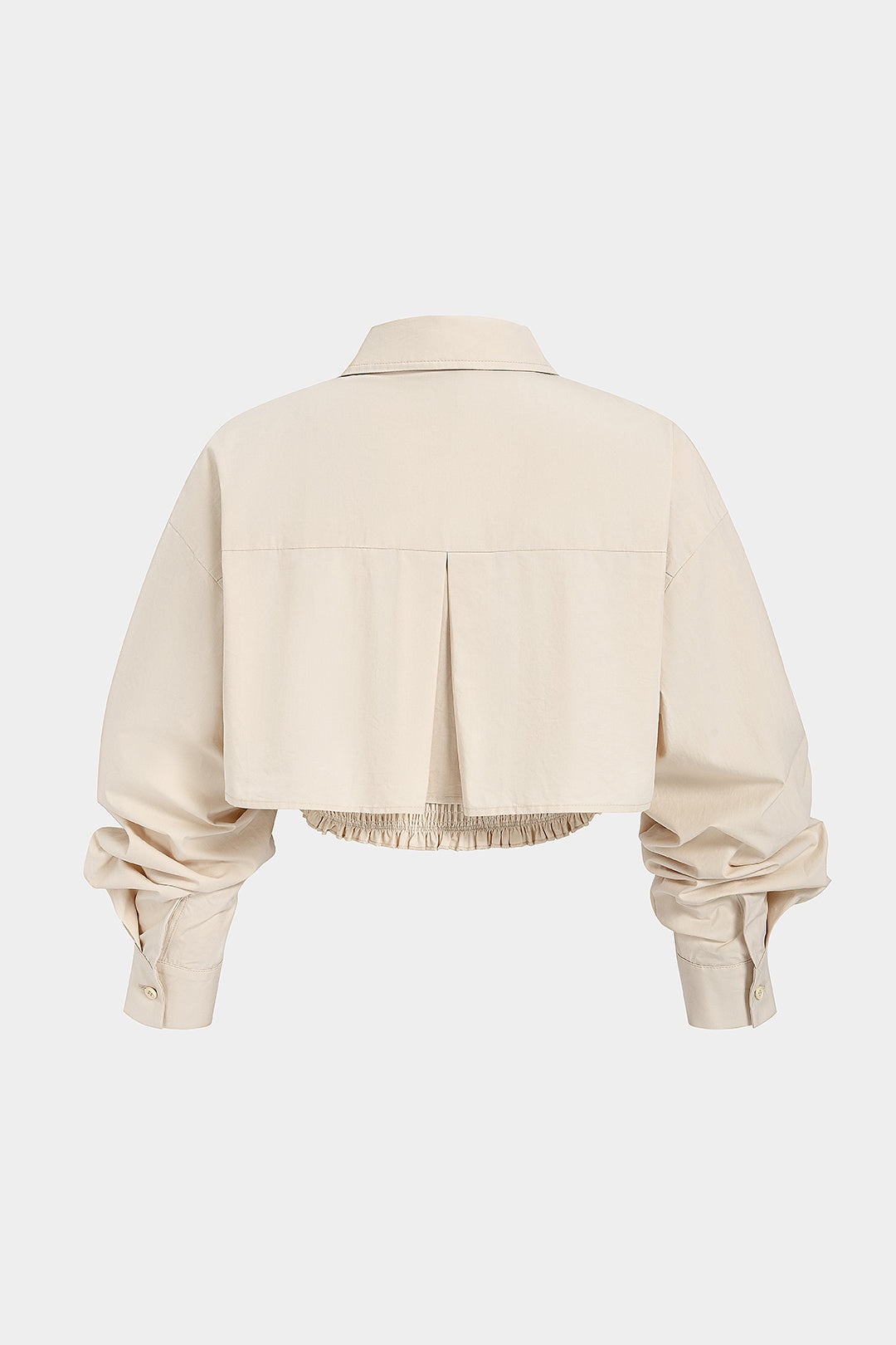 Button Smocked Tube Top And Lapel Long-Sleeve Shirt