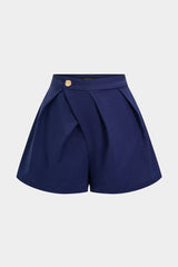 Asymmetrical Button Ruched Shorts