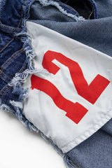 Denim Ripped Frayed Skirt