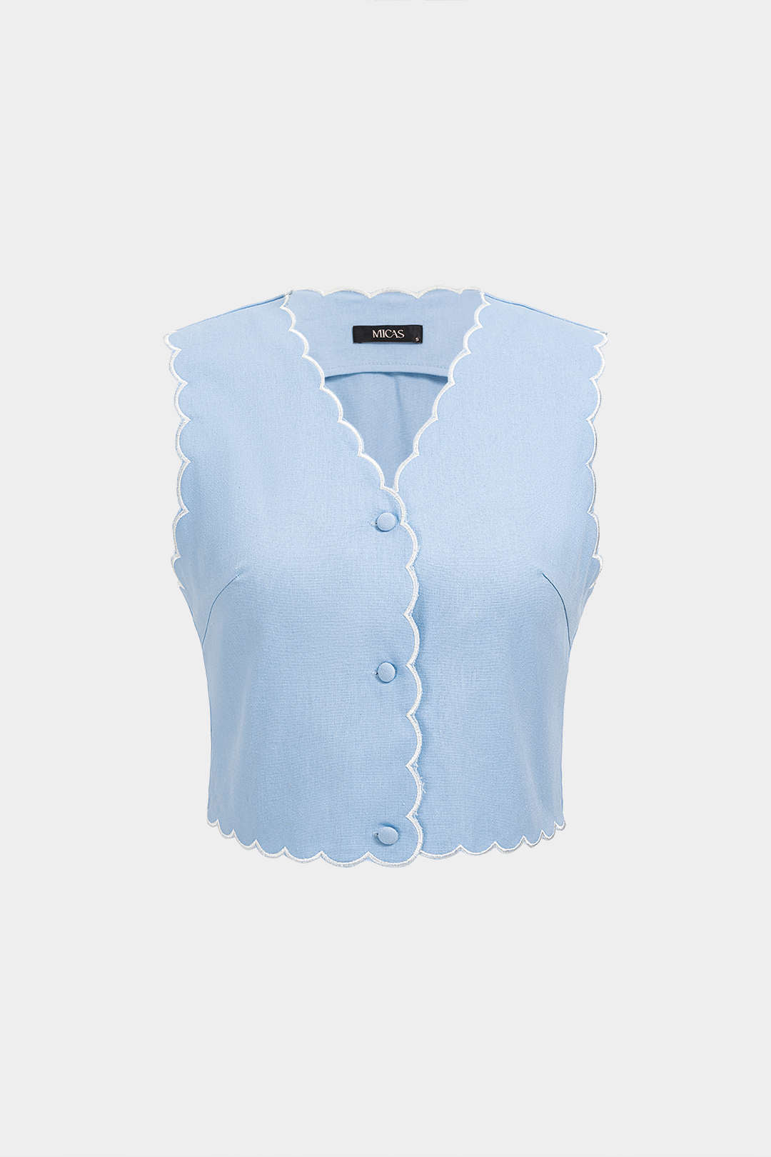 Contrast Whipstitching Linen Button Tank Top