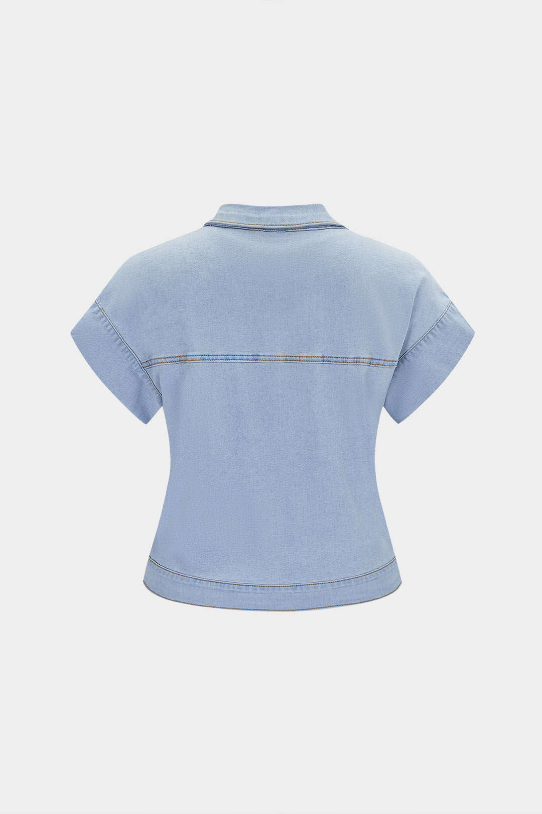 Denim Tie-Up Pocket Short Sleeve Shirt