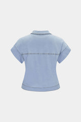 Denim Tie-Up Pocket Short Sleeve Shirt