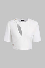 Asymmetrical Cut Out Short-Sleeve Shirt