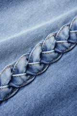 Denim Braided Pocket Zipper Barrel Jeans