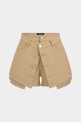 Double Waistband Button Pocket Shorts