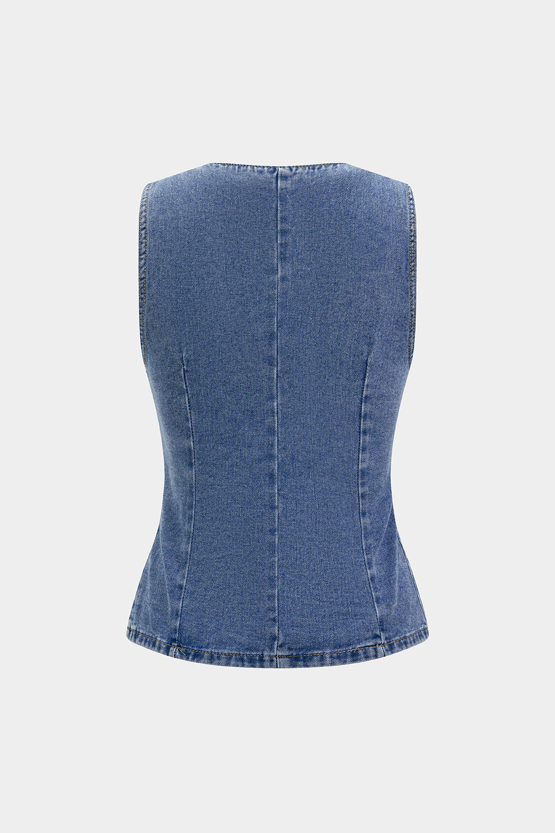 Denim Round Neck Asymmetrical Vest
