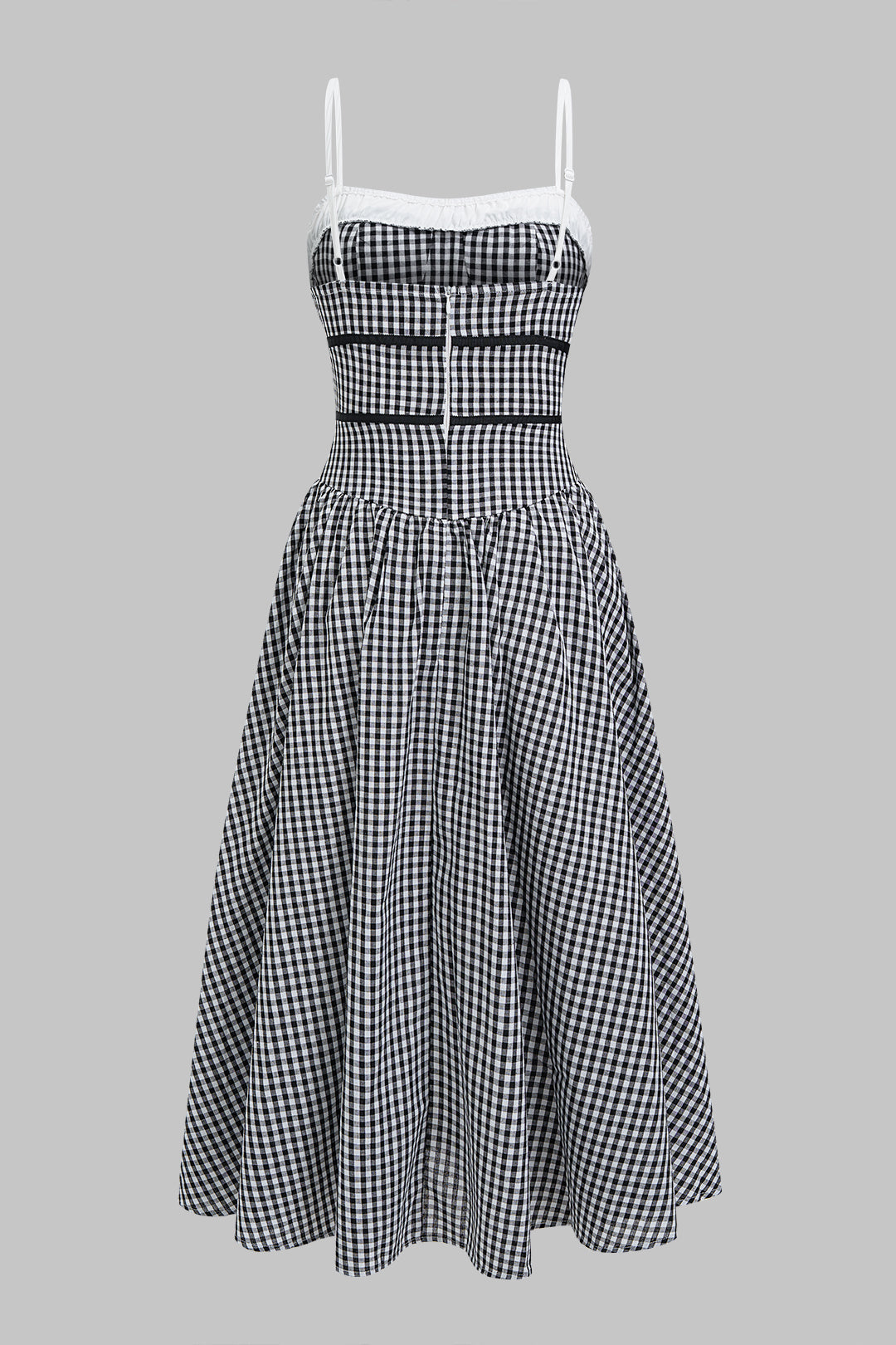 Contrast Plaid Print Tie Front Sleeveless Midi Dress