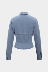 Denim Lapel Zipper Outerwear