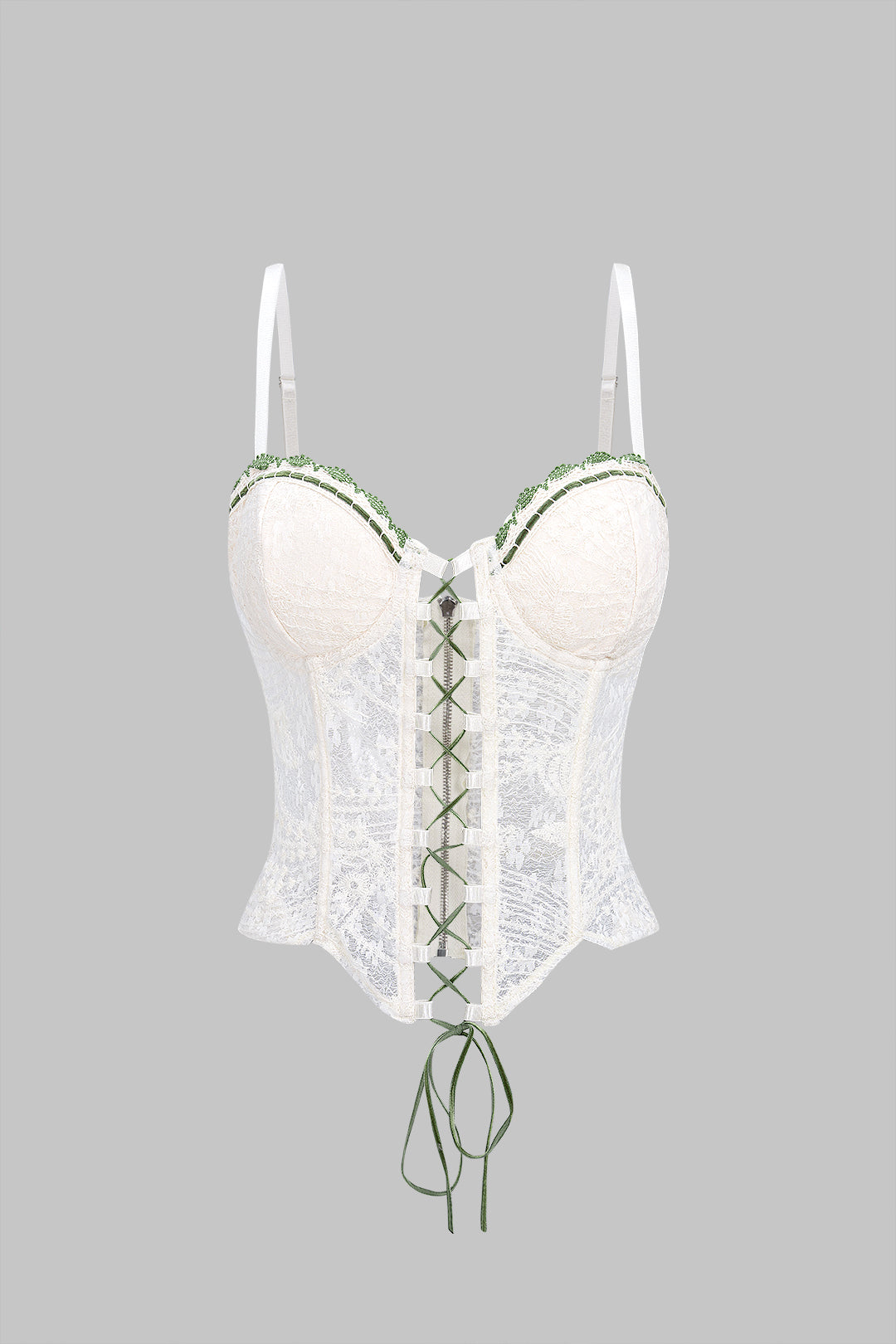 Contrast Trim Lace Corset Tie-Up Cami Top