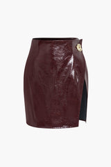 Asymmetrical Faux Leather Skirt Set