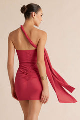Asymmetrical Twist Knot Ruched Sleeveless Mini Dress