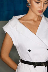 Asymmetrical Neck Belted Vest