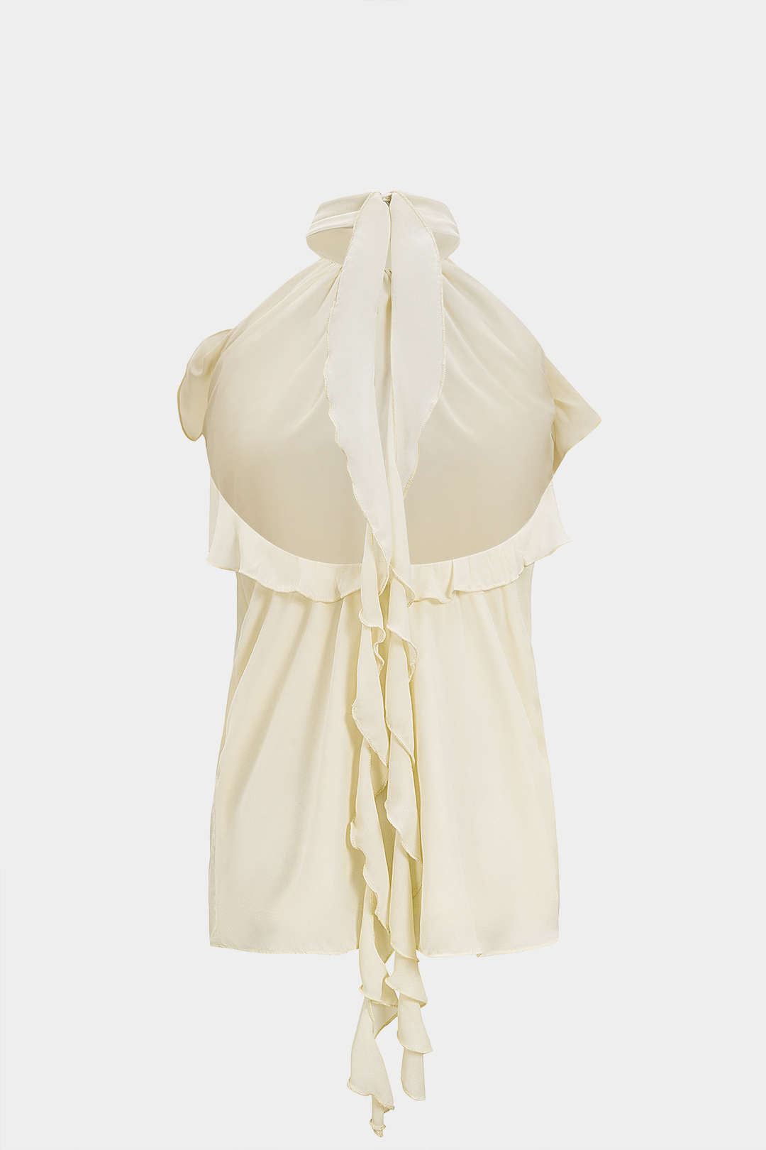 Chiffon Halter Neck Ruffle Backless Tank Top