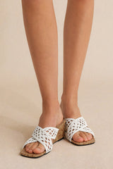 Crossed Cut Out Square Toe Sandals