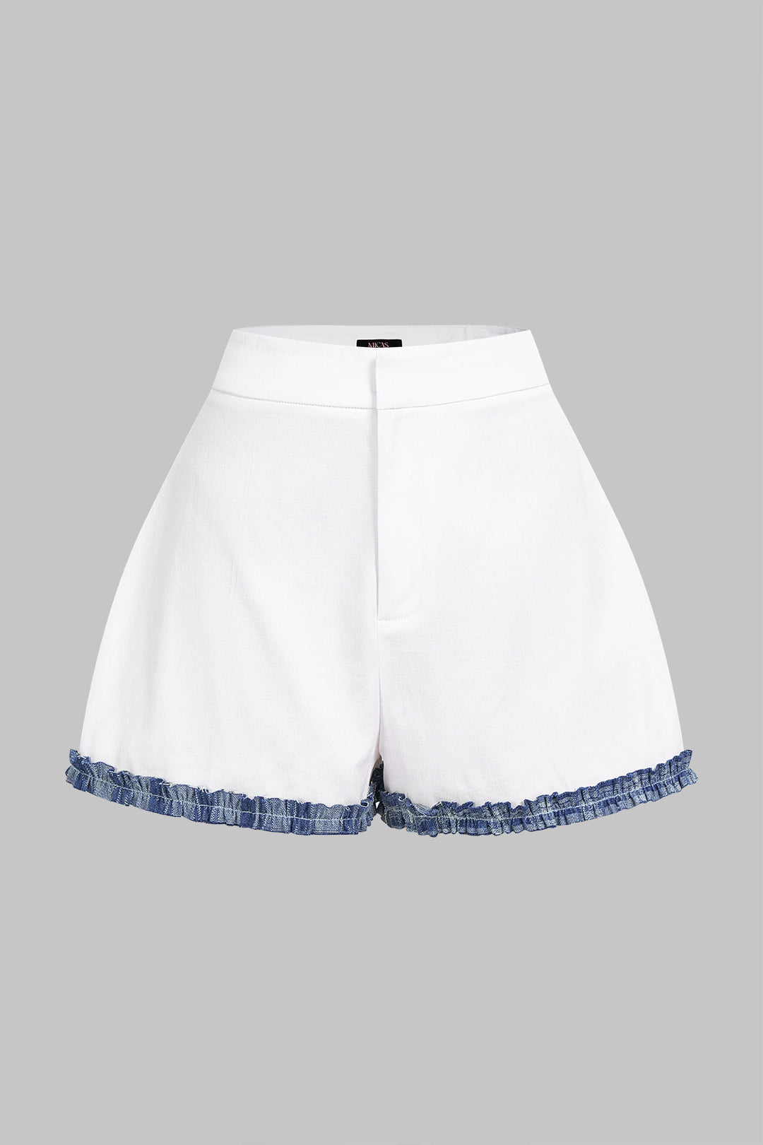 Contrast Zipper Wide Leg Shorts