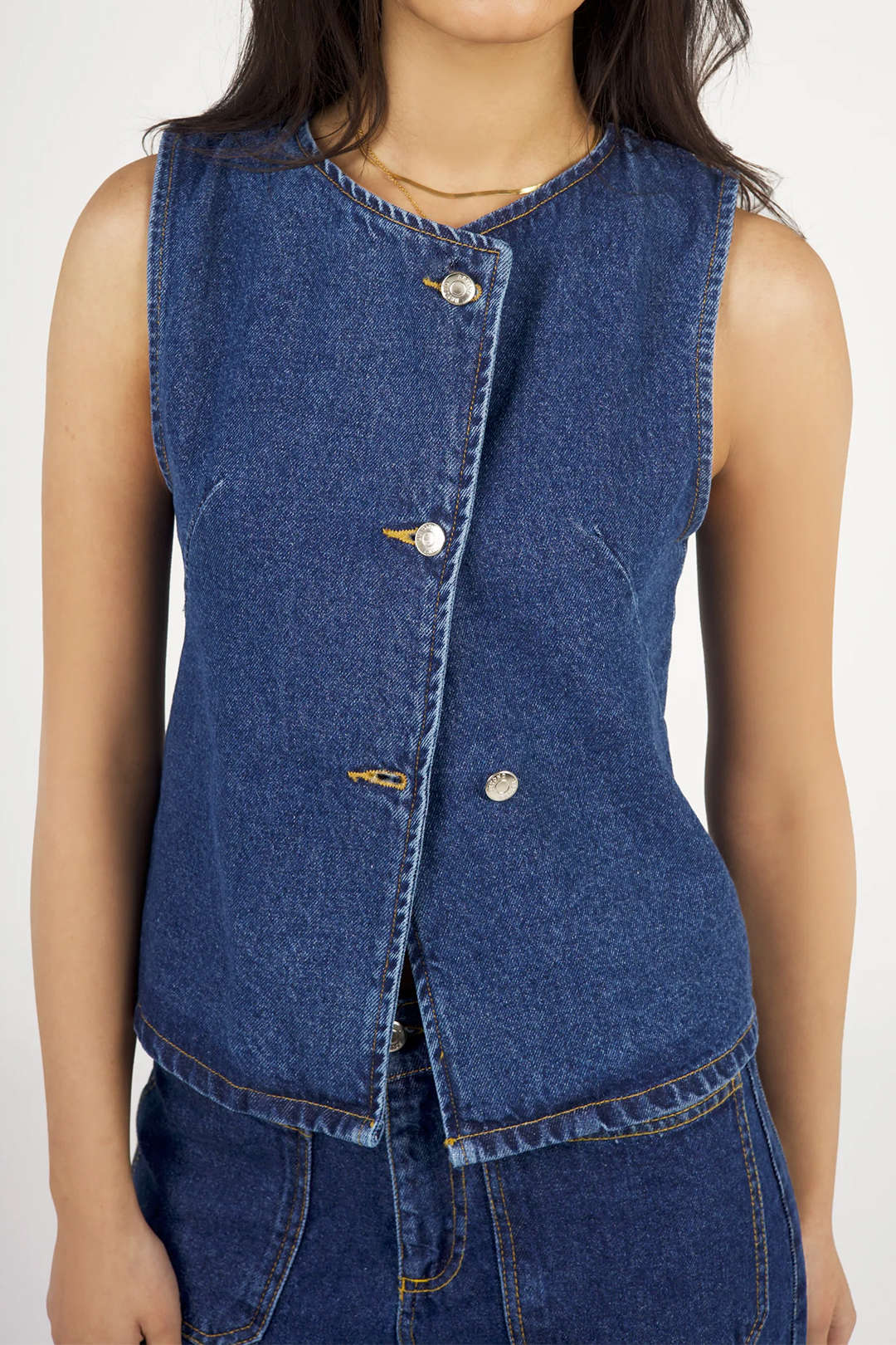 Denim Tank Belted Vest
