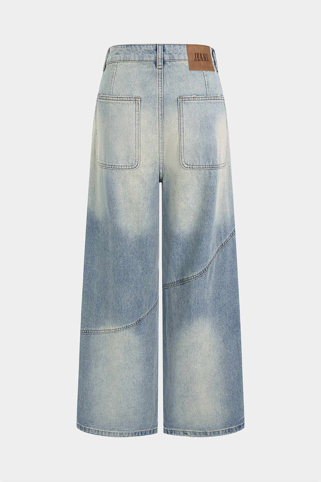 Denim Asymmetrical Zipper Pocket Straight Leg Jeans