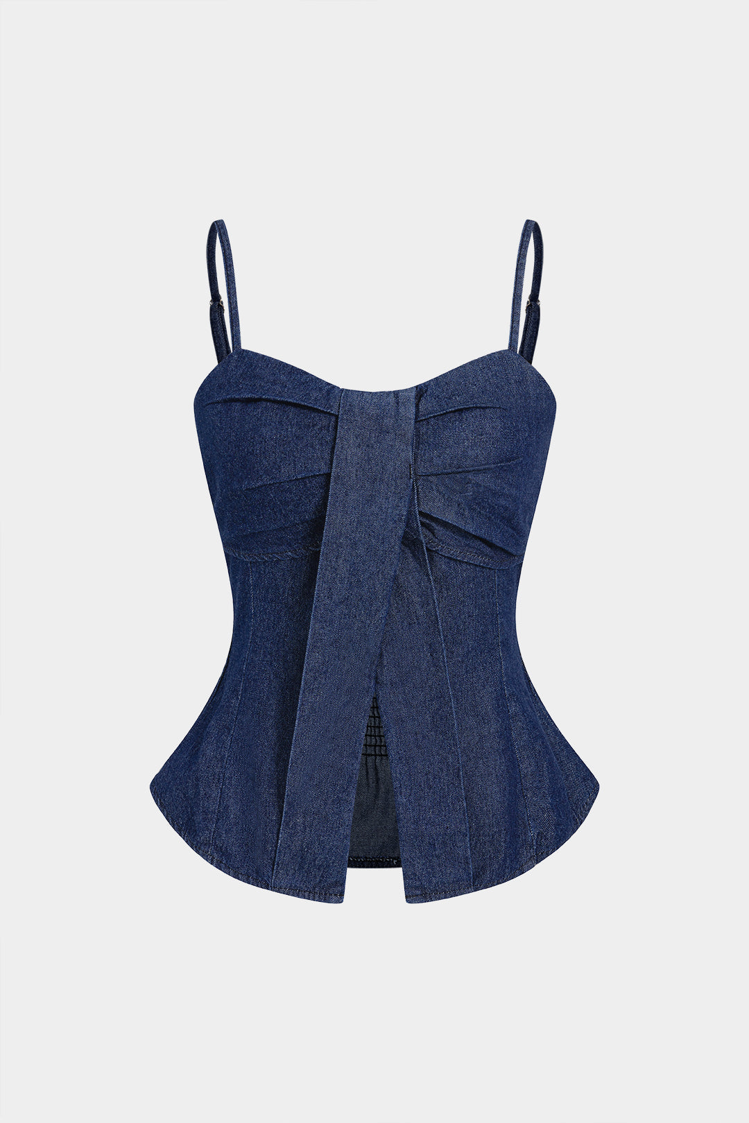 Denim Bow Ruched Cami Top