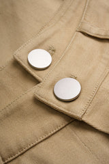 Double Waistband Button Pocket Shorts