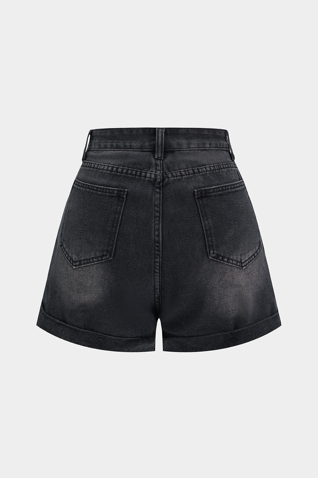 Denim Rhinestone Wide Leg High Waist Shorts