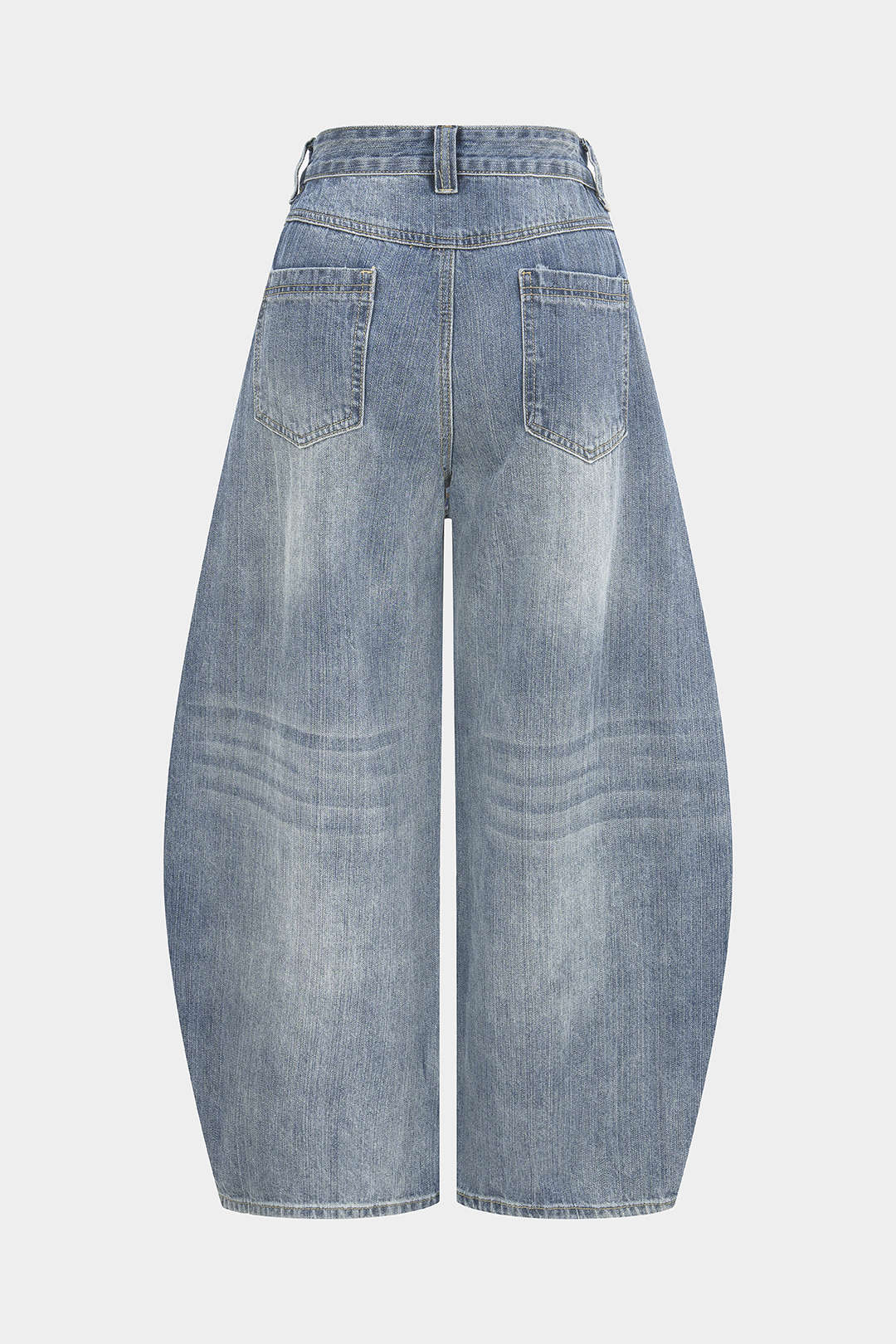 Denim Patchwork Plaid Barrel Jeans