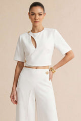 Asymmetrical Cut Out Short-Sleeve Shirt