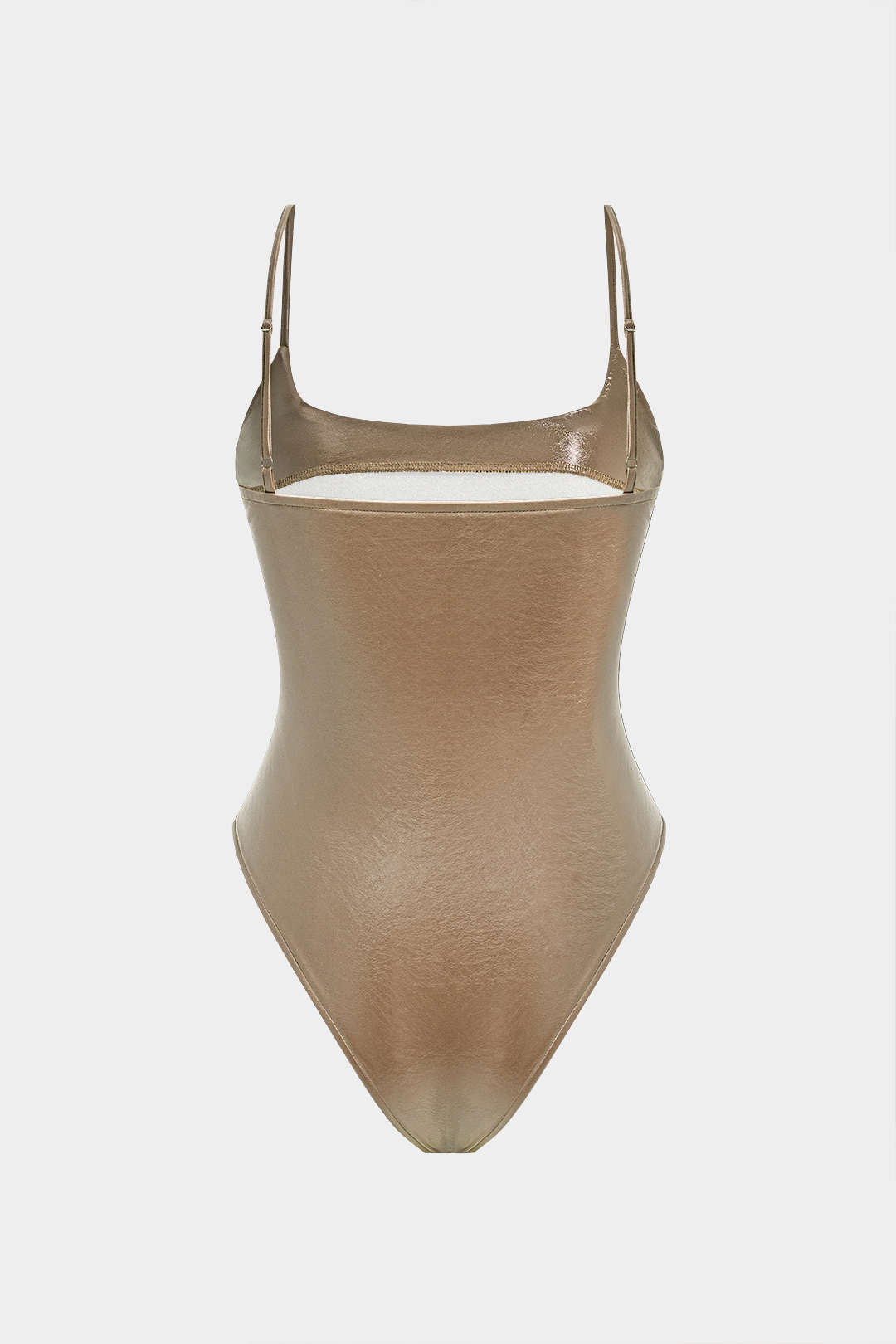 Basic Solid Faux Leather Sleeveless Bodysuit