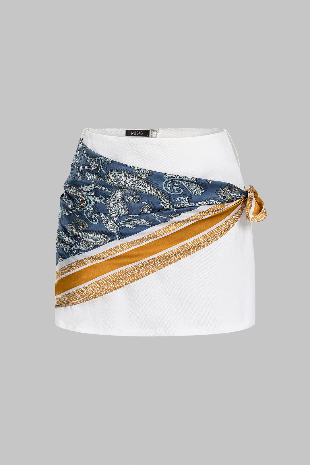 Artistic Print Asymmetrical Tie-Up Skirt