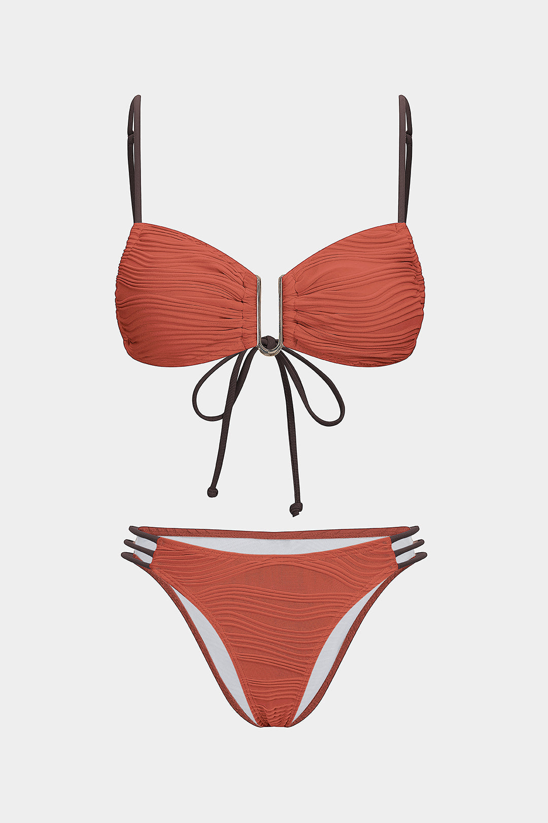 Contrast Tie-Up Bikini Set