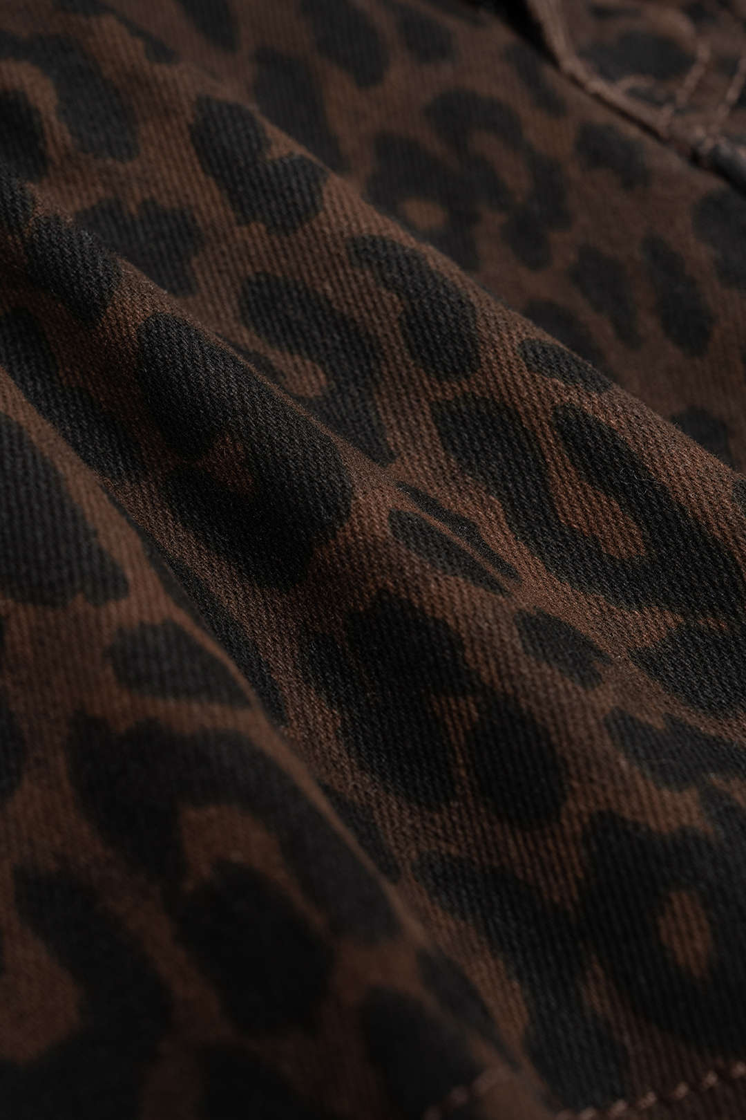 Denim Leopard Print High Waist Shorts