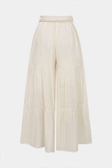 Belted Ruched High Waist Wide Leg Pants