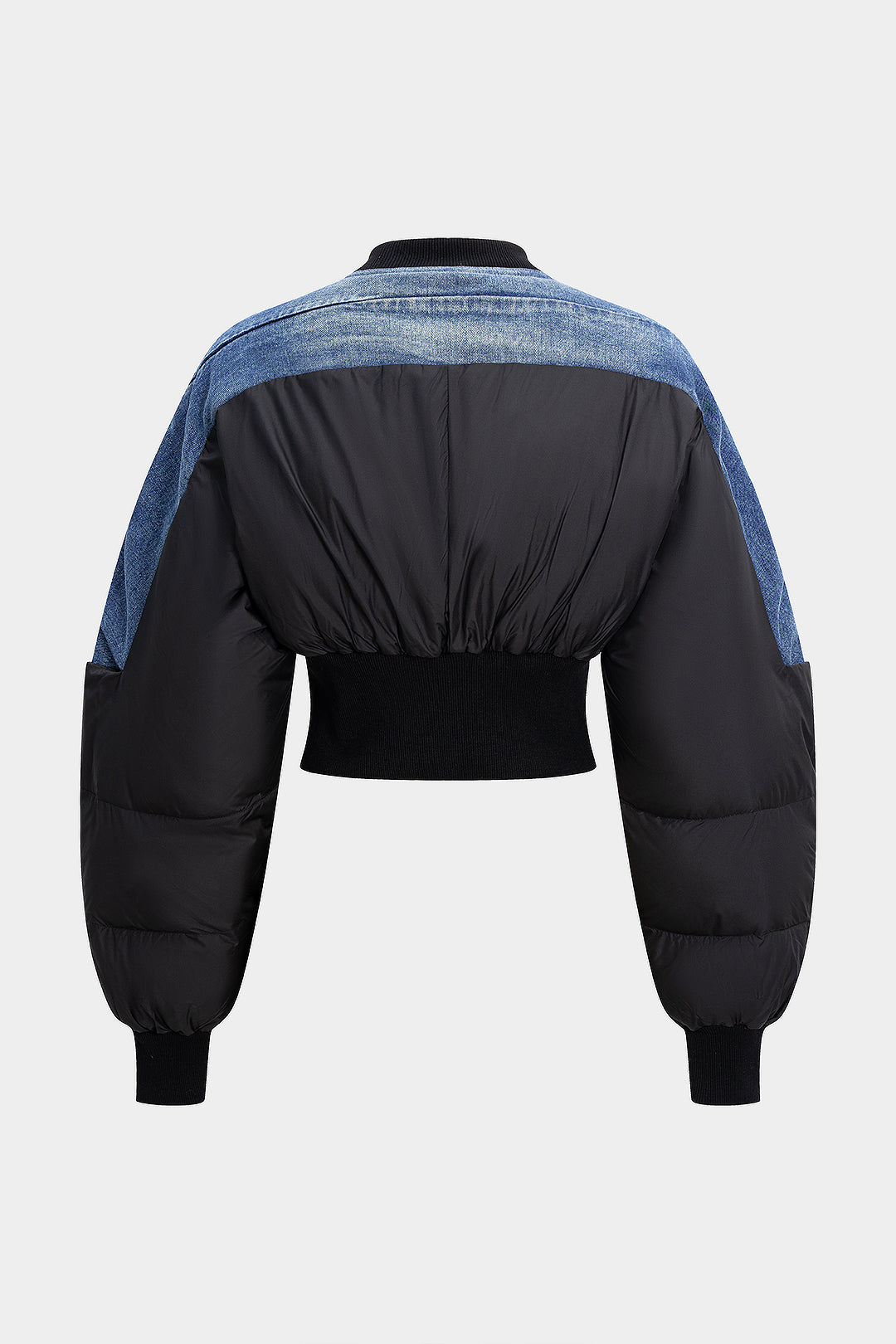 Demin Patchwork Zipper Puffer