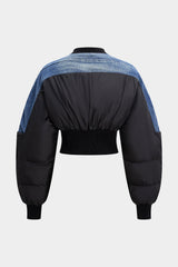 Demin Patchwork Zipper Puffer