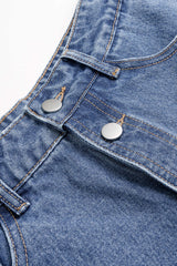 Denim Asymmetrical Button Shorts