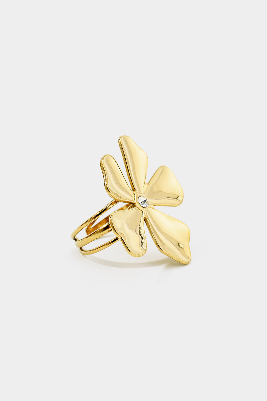 Alloy 3D Flower Rhinestone Ring