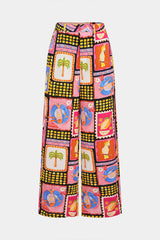Artistic Print High-Waist Straight Leg Pants